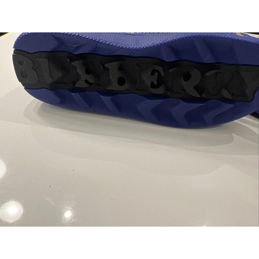 NIB BURBERRY BOX NAVY BLUE CHECK CANVAS LOGO PLATFORM SNEAKERS 11 US 44 ITALY - Picture 14 of 16